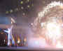 Stage Left pyrotechnics with Circus Orange - Designs In Ice - Cavalcade Of Lights - Dundas Square - Toronto, Ontario, Canada