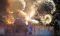 Stage Left pyrotechnics with Circus Orange - Designs In Ice - Cavalcade Of Lights - Dundas Square - Toronto, Ontario, Canada