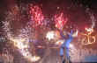 Stage Left pyrotechnics with Circus Orange - Designs In Ice - Cavalcade Of Lights - Dundas Square - Toronto, Ontario, Canada